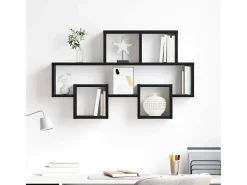 Estante de pared de roble negro 82 x 15 x 51 cm Madera de ingeniería