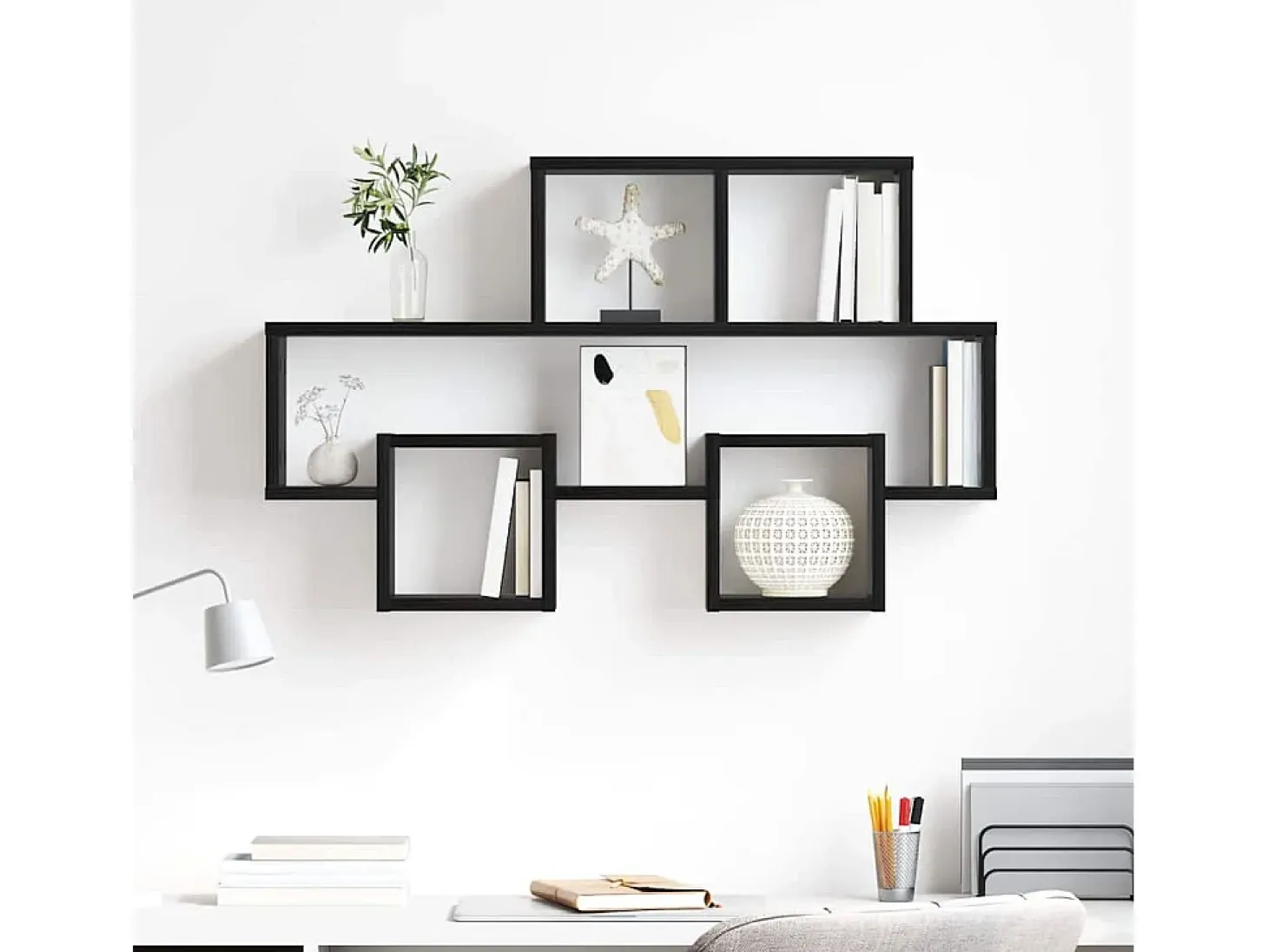 Estante de pared de roble negro 82 x 15 x 51 cm Madera de ingeniería