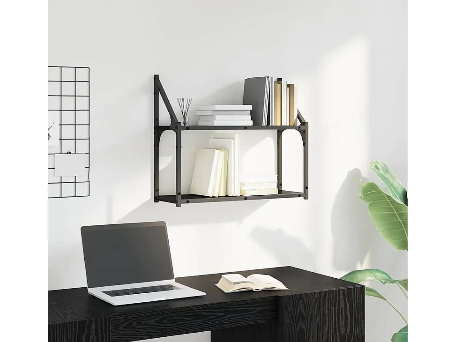 Estante de pared de roble negro 60 x 21 x 51 cm Madera de ingeniería