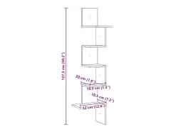 Estante de pared esquinero de hormigón gris 32x32x127,5 cm madera de ingeniería