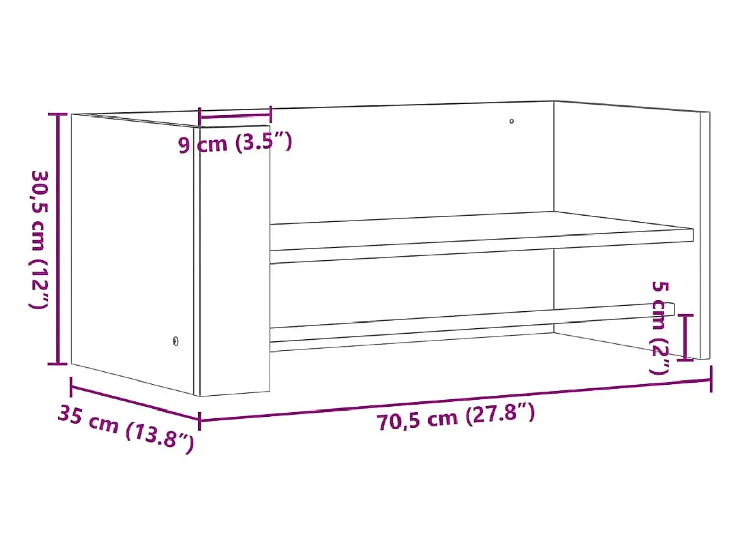 Estante de pared madera de ingeniería blanco 70,5x35x30,5 cm