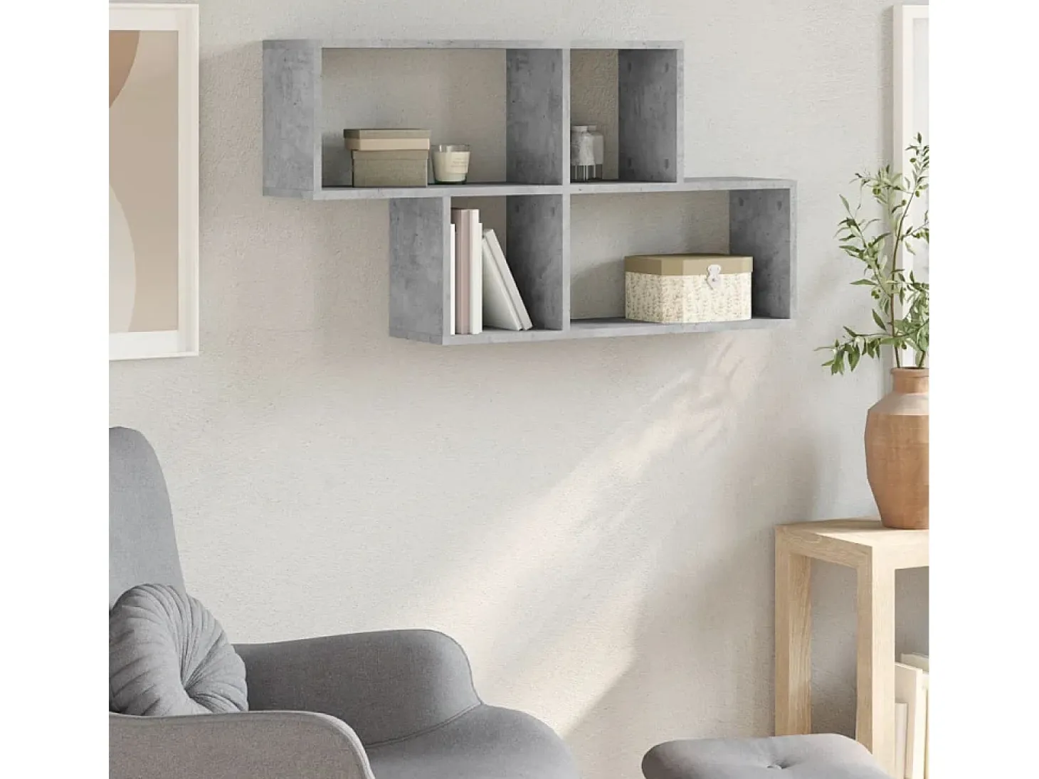 Estante de pared madera ingeniería gris hormigón 100x20x53 cm ES596913