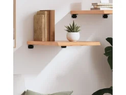 Estante de pared marrón claro en madera maciza de roble tratado