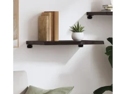 Estante de pared marrón oscuro fabricado en madera maciza de roble tratada