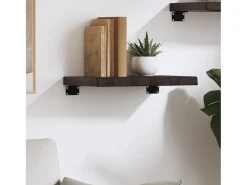 Estante de pared marrón oscuro fabricado en madera maciza de roble tratada