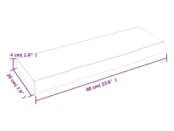 Estante de pared marrón oscuro 60x20x4 cm madera maciza de roble tratado