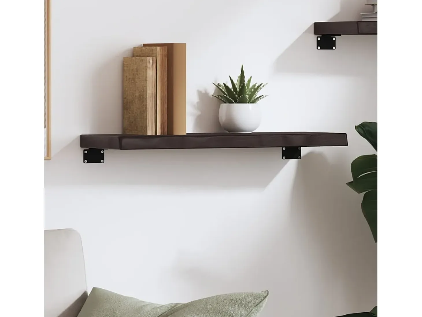 Estante de pared marrón oscuro 60x20x4 cm madera maciza de roble tratado