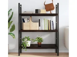 Estante de pared marrón oscuro fabricado en madera maciza de roble tratada