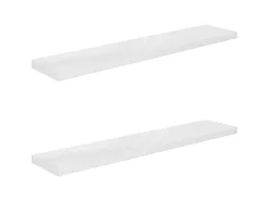 Estante de pared pared 2 uds MDF blanco brillo 120x23,5x3,8 cm ES52953