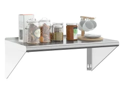 Estante de pared 75x45x31 cm acero inoxidable plateado