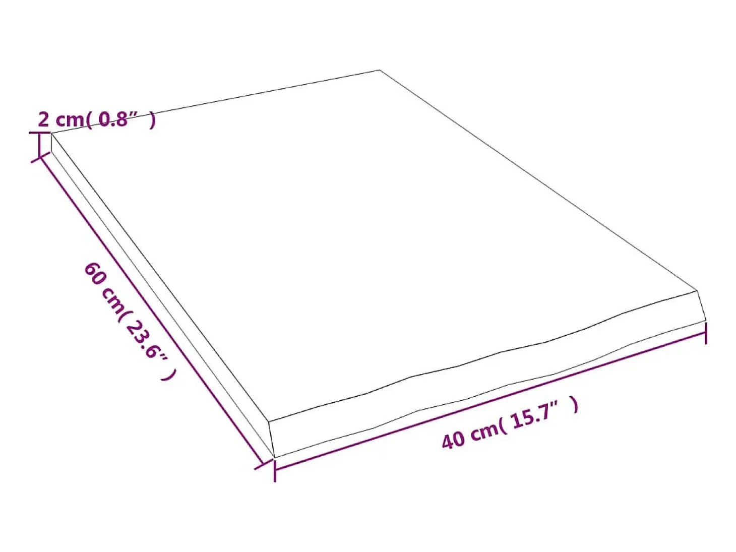 Estante de pared 40x60x2 cm madera maciza de roble sin tratar