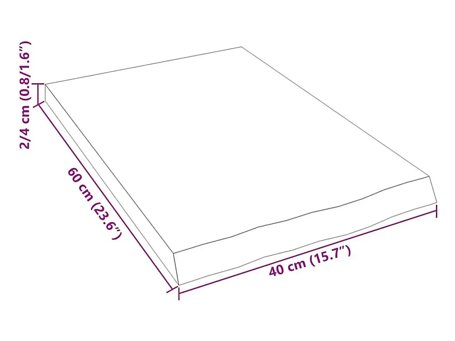 Estante de pared 40x60x(2-4) cm madera maciza de roble sin tratar