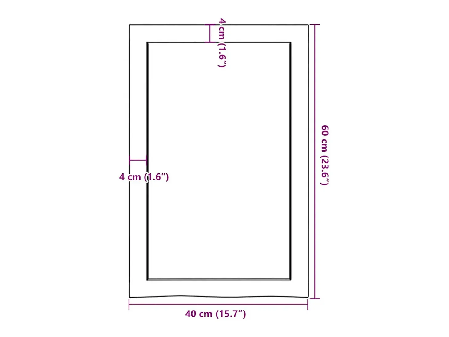 Estante de pared 40x60x(2-4) cm madera maciza de roble sin tratar