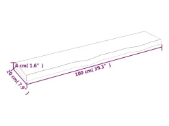 Estante de pared 100x20x4 cm madera maciza de roble sin tratar