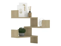 Estante esquina pared 2uds contrachapado color roble 40x40x50cm
