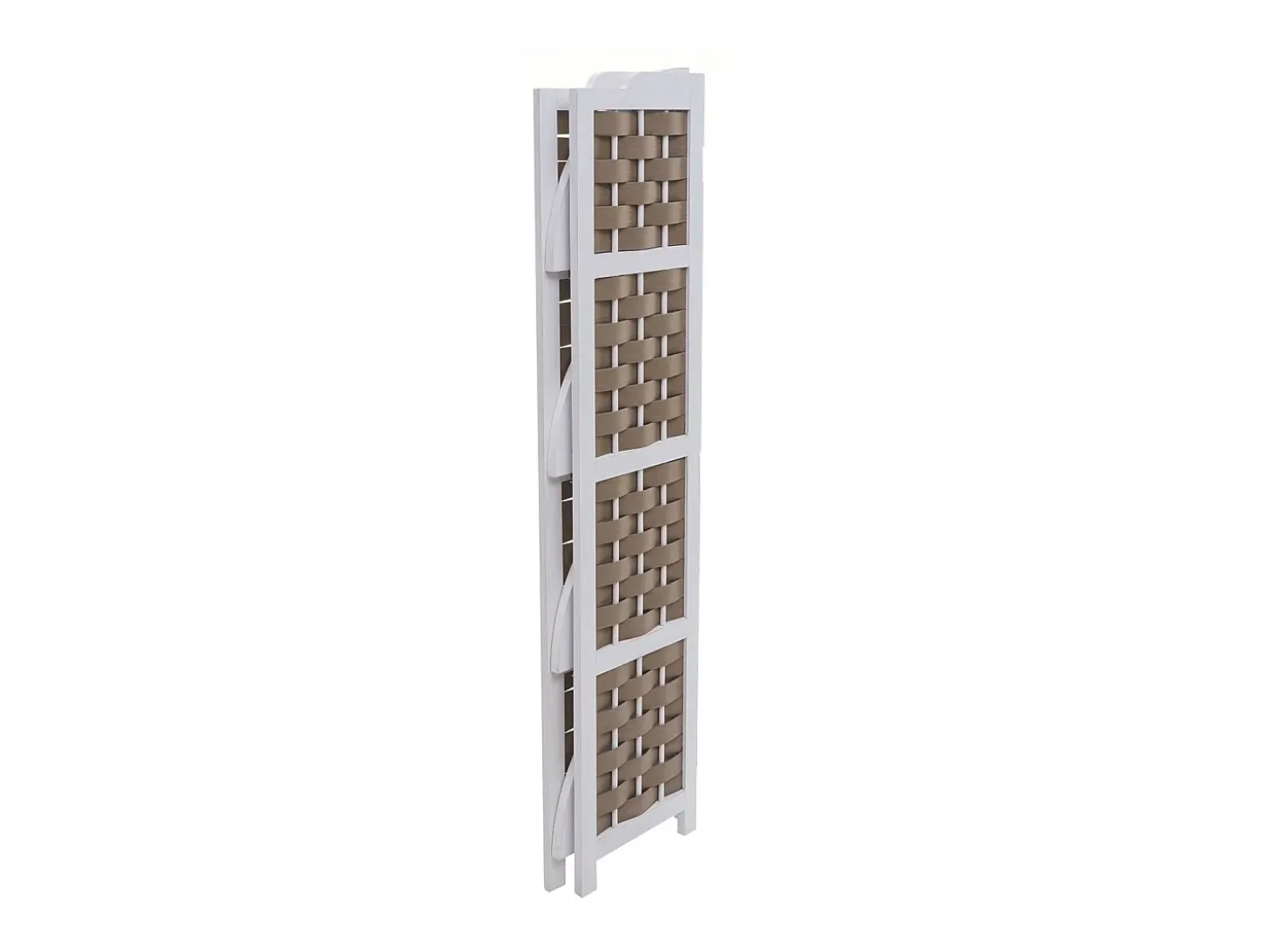Estante esquinero MCW-K85, blanco, mimbre marrón
