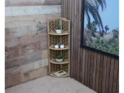 Estante esquinero MCW-K85, marrón, mimbre marrón