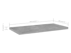 Estante estantería 4uds contrachapada gris hormigón 40x20x1,5cm