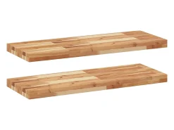 Estante flotante 2 uds madera acacia acabado aceite 80x30x4 cm