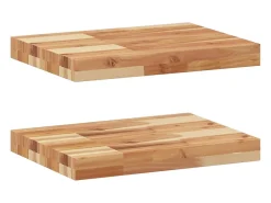 Estante flotante 2 uds madera acacia acabado aceite 60x30x4 cm