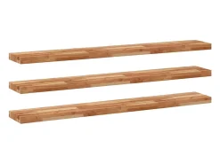 Estante flotante 3 uds madera acacia acabado aceite 140x20x4 cm
