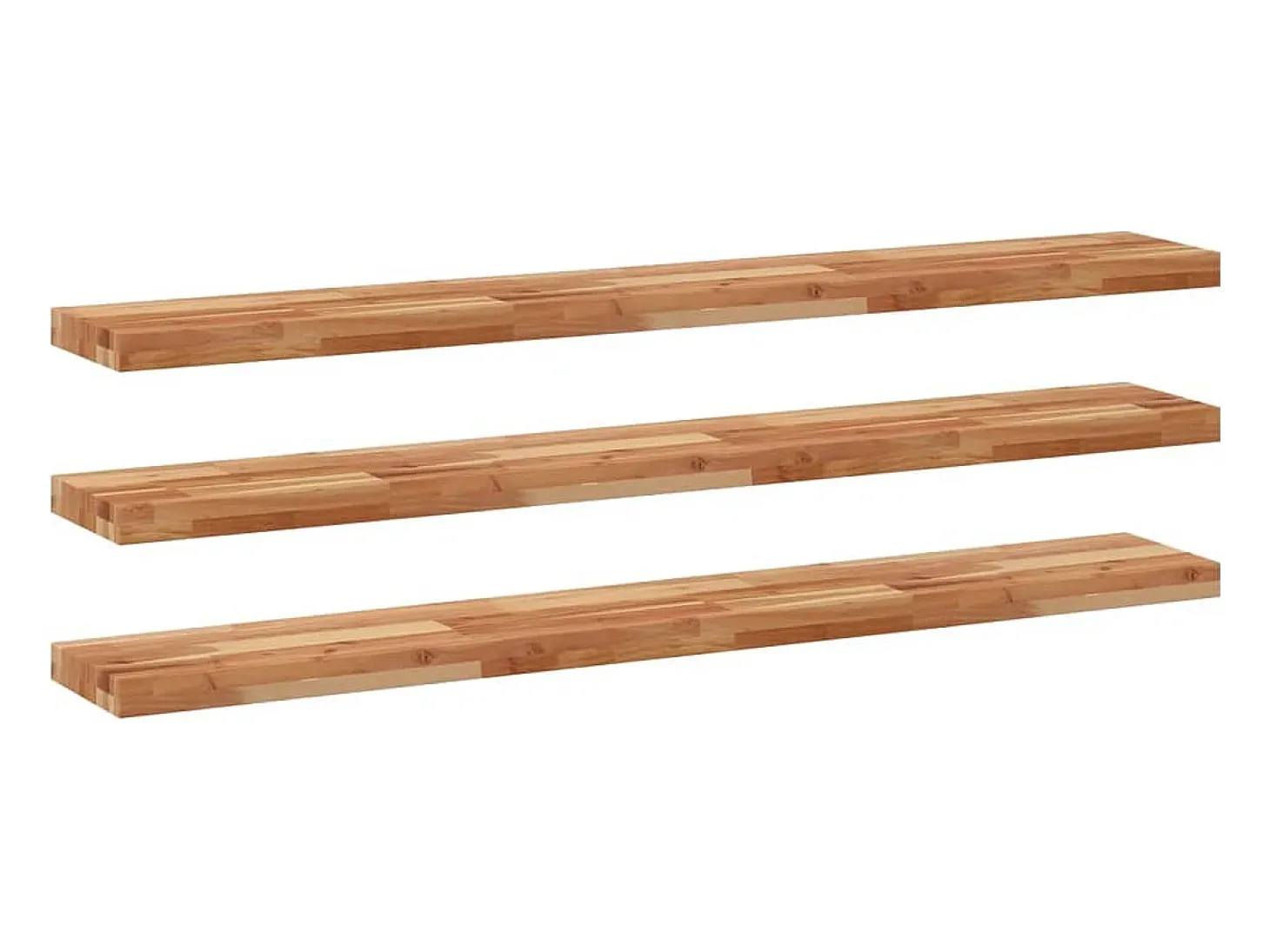 Estante flotante 3 uds madera acacia acabado aceite 140x20x4 cm