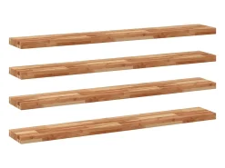 Estante flotante 4 uds madera acacia acabado aceite 140x20x4 cm
