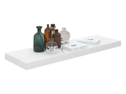 Estante flotante de pared MDF blanco brillo 80x23,5x3,8 cm