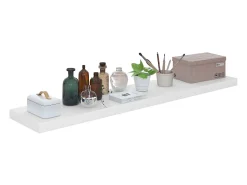 Estante flotante de pared (4 unidades), blanco brillante, 120 x 23,5 x 3,8 cm, MDF