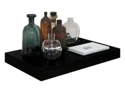 Estante flotante de pared 2 piezas Negro Brillo 40x23x3,8 cm MDF