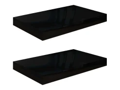 Estante flotante de pared 2 piezas Negro Brillo 40x23x3,8 cm MDF