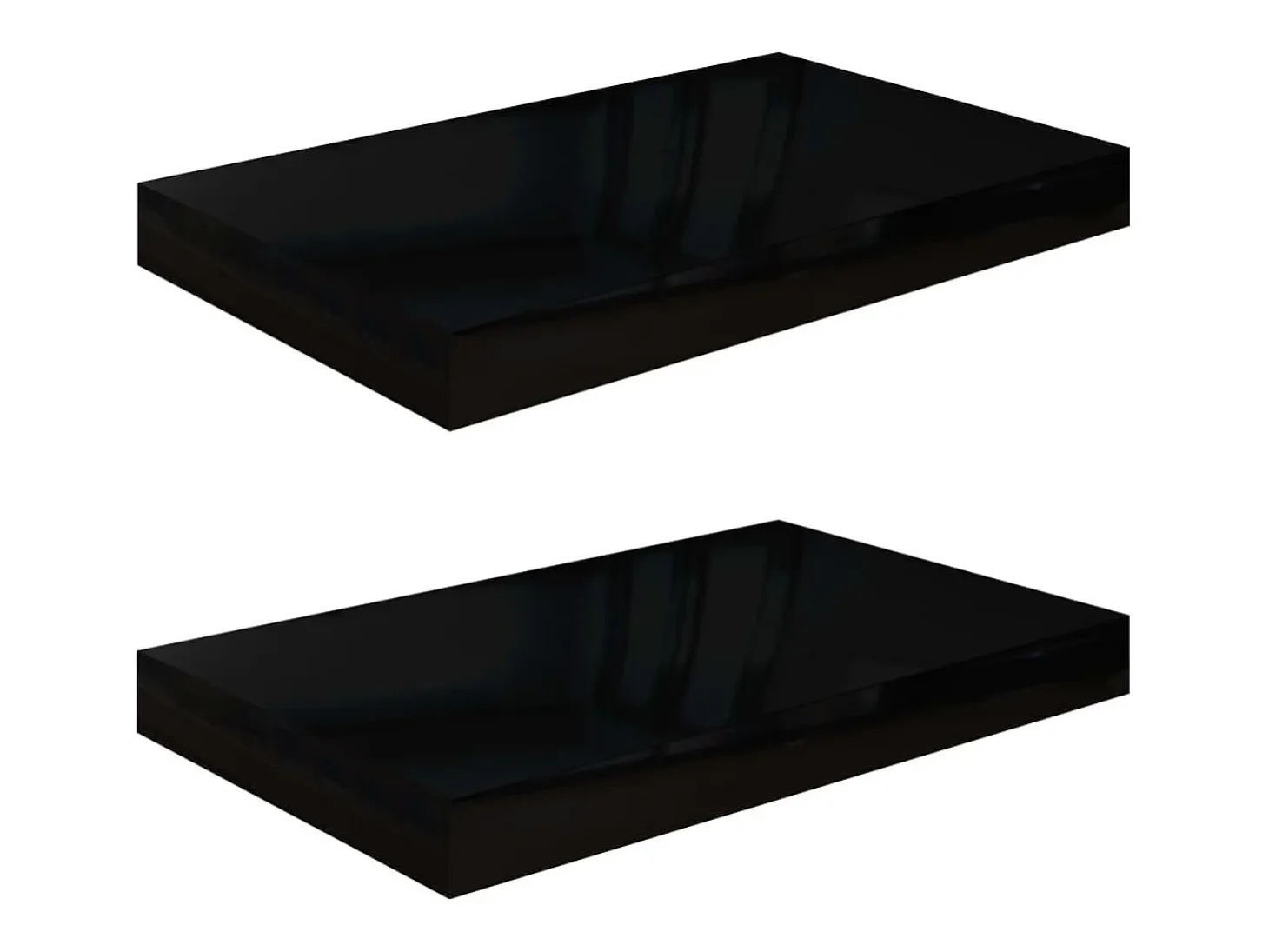 Estante flotante de pared 2 piezas Negro Brillo 40x23x3,8 cm MDF