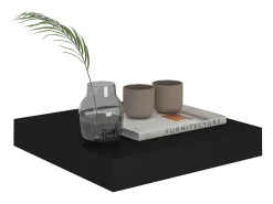 Estante flotante de pared negro 23x23,5x3,8 cm MDF