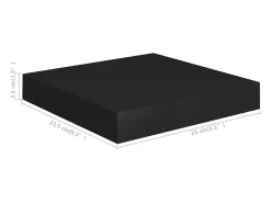 Estante flotante de pared negro 23x23,5x3,8 cm MDF