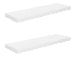 Estante flotante de pared 2 uds Blanco brillo 80x23,5x3,8cm MDF