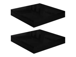 Estante flotante de pared 2 piezas Negro Brillo 23x23,5x3,8 cm MDF