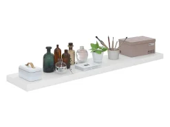 Estante flotante de pared (2 unidades), blanco brillante, 120 x 23,5 x 3,8 cm, MDF