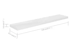 Estante flotante de pared (2 unidades), blanco brillante, 120 x 23,5 x 3,8 cm, MDF