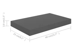 Estante flotante de pared Gris brillo 40x23x3,8 cm MDF
