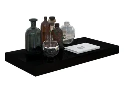 Estante flotante de pared MDF negro brillo 50x23x3,8 cm