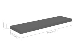 Estante flotante de pared Gris brillo 90x23,5x3,8 cm MDF