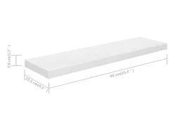 Estante flotante de pared 4 piezas blanco brillante 90x23,5x3,8cm MDF