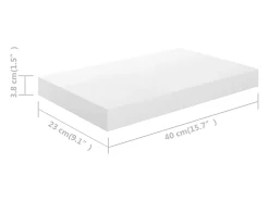 Estante flotante de pared MDF blanco brillo 40x23x3,8 cm