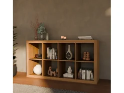 Estante librería 4 niveles 8 compartimentos efecto madera miel