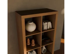 Estante librería 4 niveles 8 compartimentos efecto madera miel