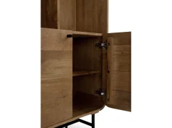 Estante librería con contornos curvos de madera maciza de mangocon 2 puertas