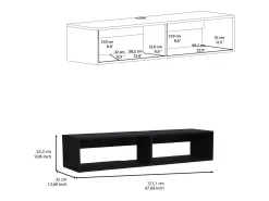 Estante multimedia Rockwood en melamina con dos estantes , 25.3 cm X 121.1 cm X 32 cm , Negro