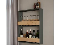 Estante para copas de vino oro power roble/antracita 60x15.1x72 repose
