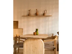 Estante redondeado de madera maciza flotante tono roble medio 120x3,2x19,65cm - BLOOM - DECOWOOD