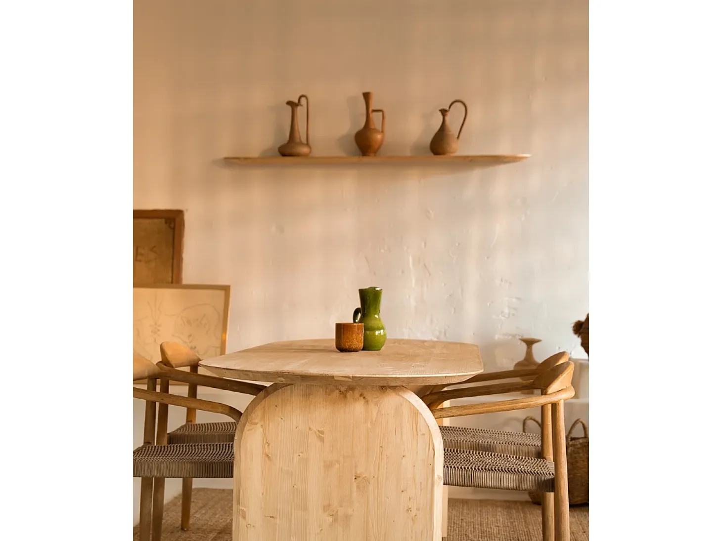Estante redondeado de madera maciza flotante tono roble medio 120x3,2x19,65cm - BLOOM - DECOWOOD